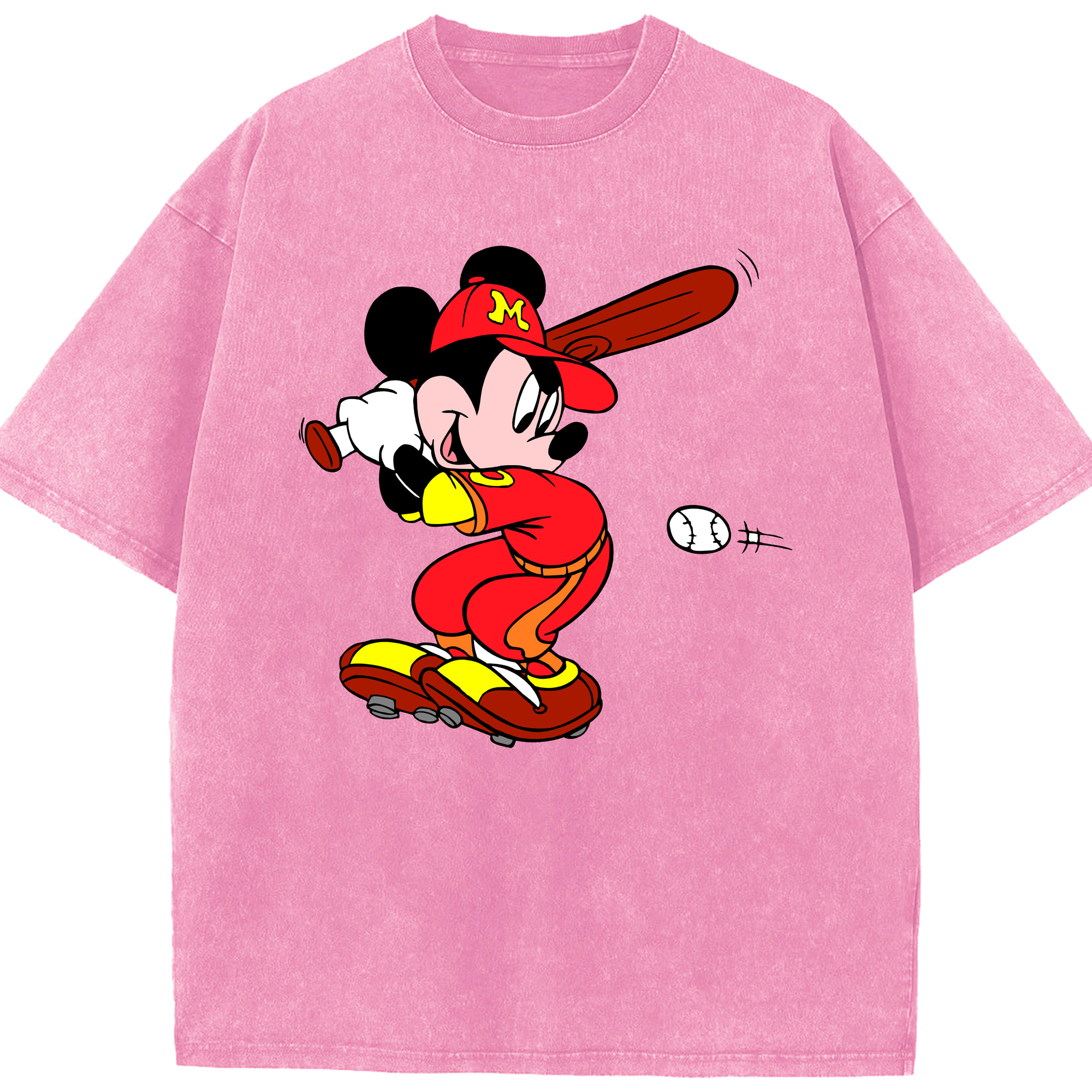 （画像用） ミッキーマウス Mickey Mouse 綿100% ヴィンテージ風 半袖Tシャツ（フロントプリント）